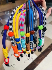 New mobile phone lanyard adjustable hanging neck anti-lost wrist rope keychain hand-woven rope two-color hand rope