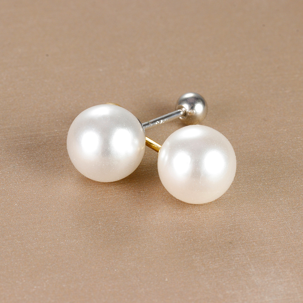 Daily, Street Occasion 1 Piece Simple Style Round Plating Inlay Copper Pearl 18k Gold Plated Ear Studs