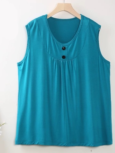 Relaxed Plus Size Fat Button Camisole Top for Women, Summer Minority Outerwear, Loose and Slimming Sleeveless Top
