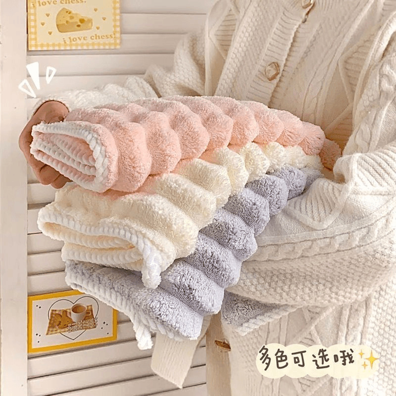 Candy Corduroy Towel for Girls and Couples to Wash Their Face and Bathe, Thickeneded and Absorbent, Lint-Free Coral Velvet Household Towel