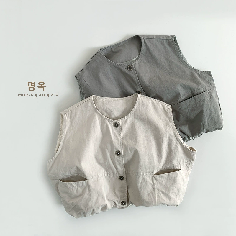 Детский жилет Hanhan, весна 2026, новая модель, для мальчиков и девочек, корейская версия, японский стиль, модный детский жилет, детская одежда из Хучжоу