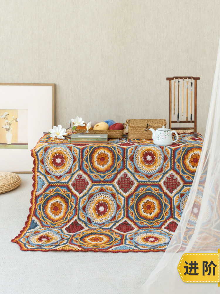 苏苏姐家团花福结羊毛毯手工DIY钩针编织毯子毛线团自制材料包