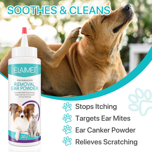 ELAIMEI painless ear hair plucking powder dog pet ear cleaning artifact ear cleaning powder to remove ear hair 30g
