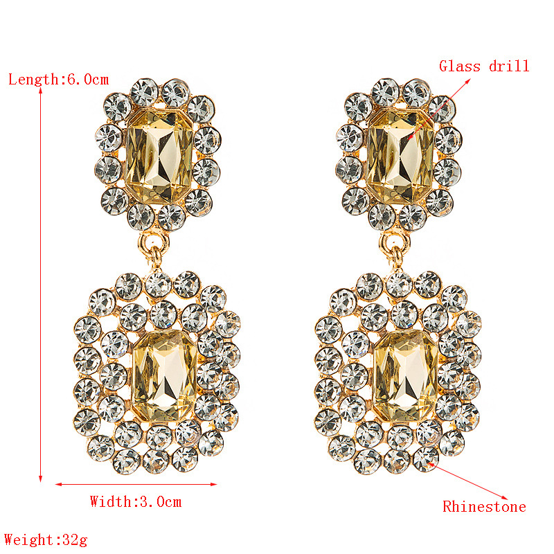 33g Weight Fashion Geometric Diamond Alloy Artificial Gemstones Earrings