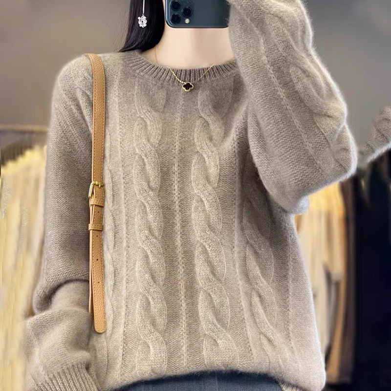 Round Neck Wool Knitted Pullover Women's Autumn and Winter 2025 New Loose Sweater Inner Top Bottoming Shirt Pullover Thickeneded Round Neck Wool Knitted Pullover Women's Autumn and Winter 2025 New Loose Sweater Inner Top Bottoming Shirt Pullover Thickeneded