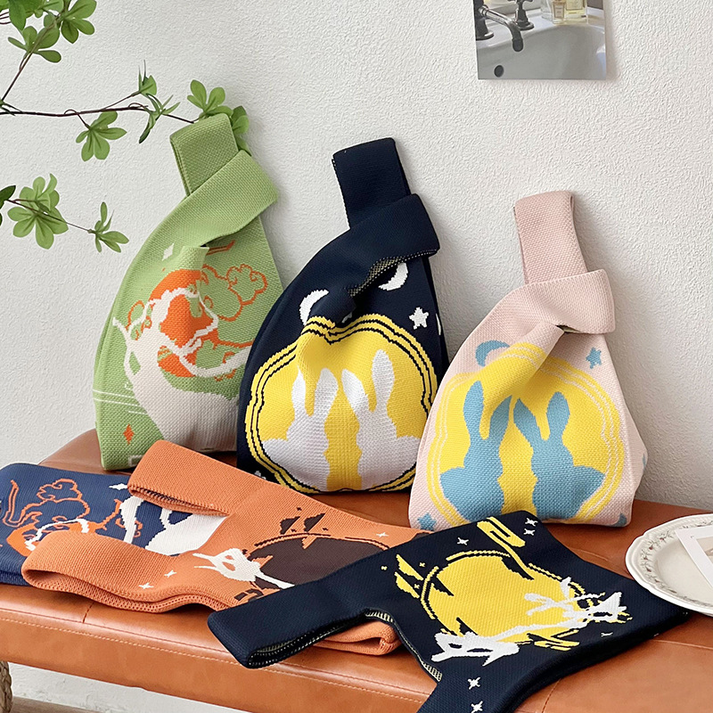 Bolsa de tejido de conejo de mediodía de otoño bolsa de tejido bolsa de mano de tejido bolsa de tejido de vuelo bolsa de hombro bolsa de regalo