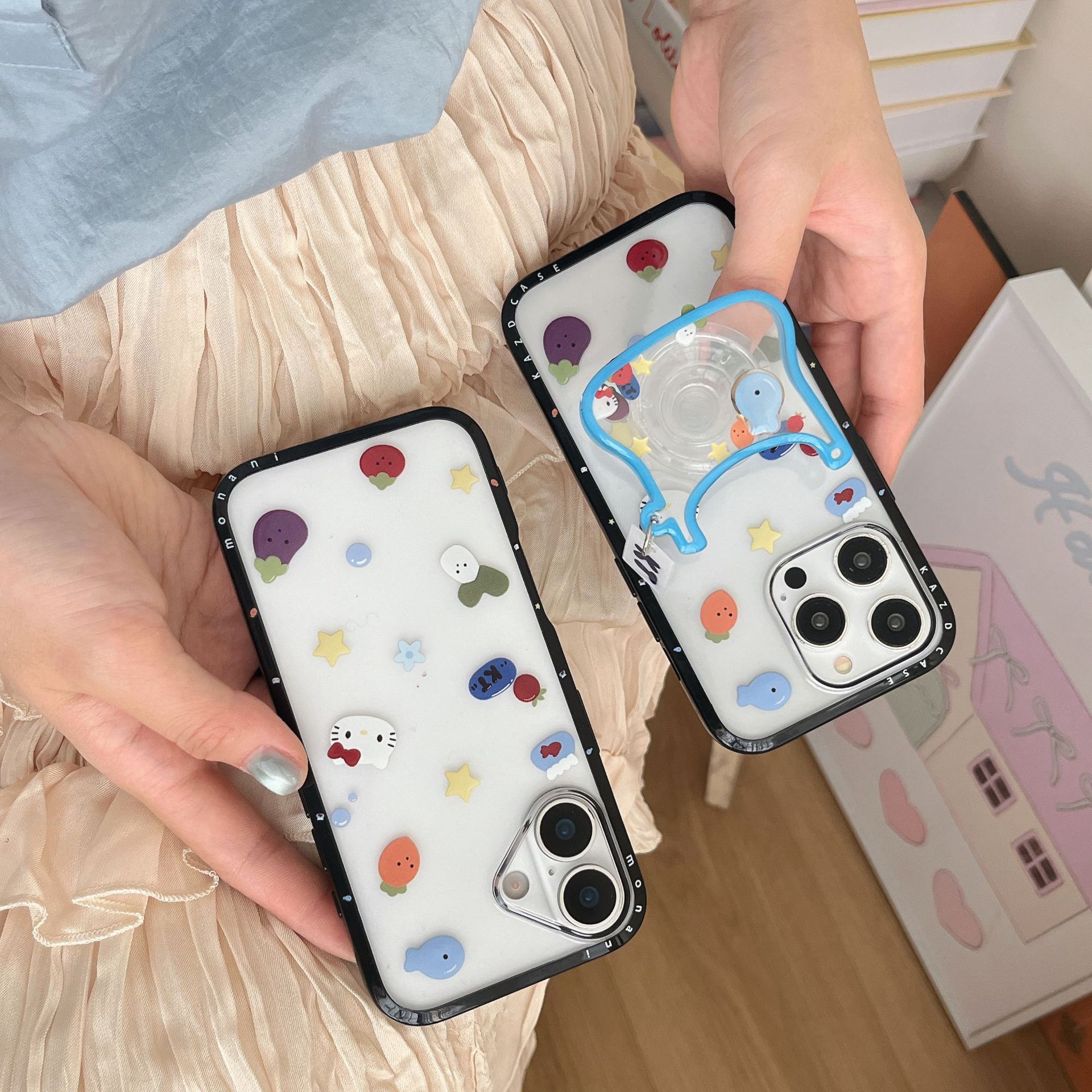 Vegetales transparentes de nicho KT cat para Apple 16ProMax funda para teléfono 15/14 nuevo soporte 15Pro 13 mujer