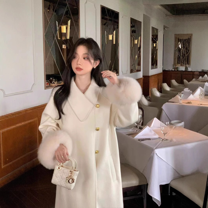 Nordic Love Letter 2024 New High-end Wool Coat Fox Fur Double-sided Cashmere Coat Women's Autumn and Winter