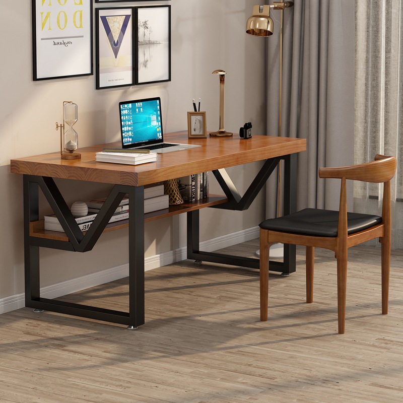 美式实木家用工作台商用办公桌学生学习桌公司职员单人台式电脑桌