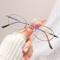 New high-end retro literary female small frame glasses frame ultra-light pure titanium two-color classic Hong Kong style lady glasses frame