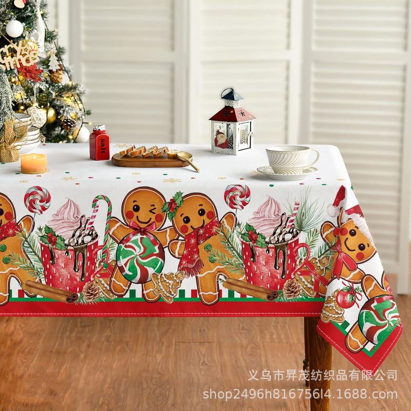 新しいクロスボーダードロップシッピングJITピーチスキンスクエアテーブルクロスクリスマス雪だるまクリスマスツリープリント装飾テーブル|undefined