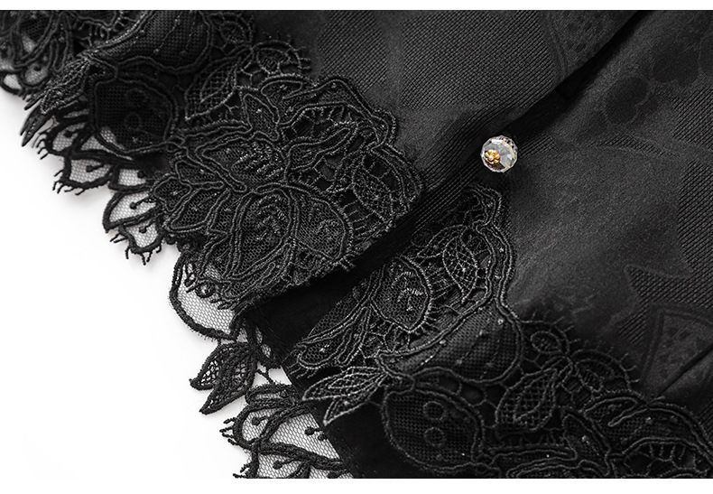 Áo sơ mi dài tay lụa organza cao cấp kiểu Trung Quốc mới mùa hè — Màu đen chi tiết 40