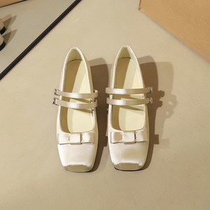 1369-6 French style Baotou high-end silk bow decoration square head double row buckle with increased height, single orde