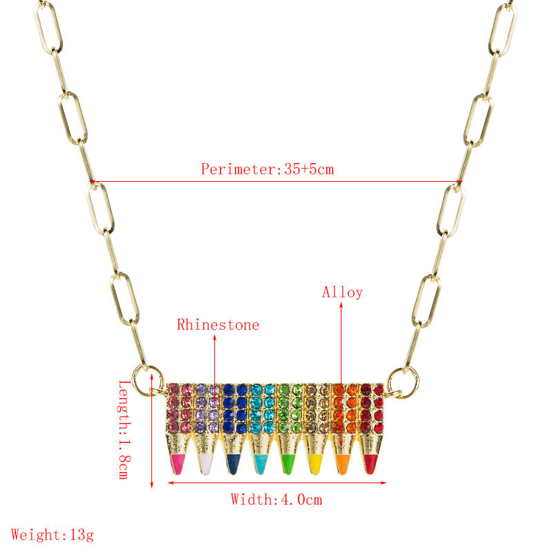 fashion colored crayons pendant alloy inlaid rhinestone necklacepicture1