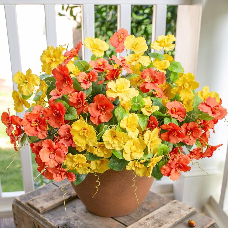 Artificial Hibiscus Flowers with Uv Protection and Realistic Appearance Are Suitable for Outdoor Flower Pots, Front Doors, Porches, and Balconies