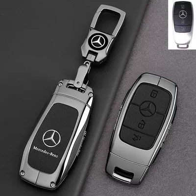 C260L Male Gle350 High-End A200L | Car key bag - leather-texture-mercedes-benz-a-class-style-leather-texture-piano-black-label-metal-buckle
