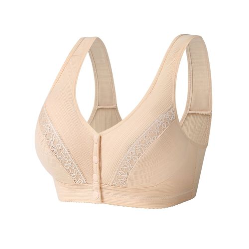 Wan Shuting Wireless Bra Vest Style Middle-aged and Elderly Bras Large Size Front Button Mom Underwear