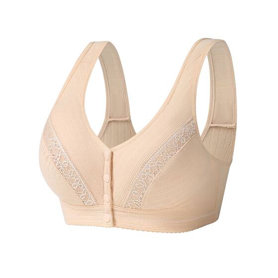 Wan Shu Ting Bra Without Steel Rings Vest-style Middle-aged and Elderly Bra Large Size Front Button Mother Underwear