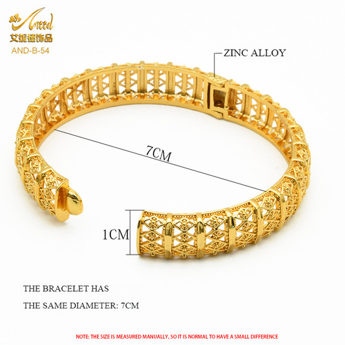 Dubai Bride 24K Alloy Hollow Bracelet Middle East Arabic Women's Jewelry Gold Bracelet Factory Wholesale