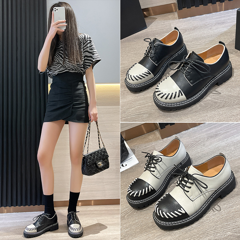 The thickness of the bottom Baby leather shoes student Single shoes Color matching Big head leisure time British style Frenum Retro Baby leather shoes Fan Shun 2107