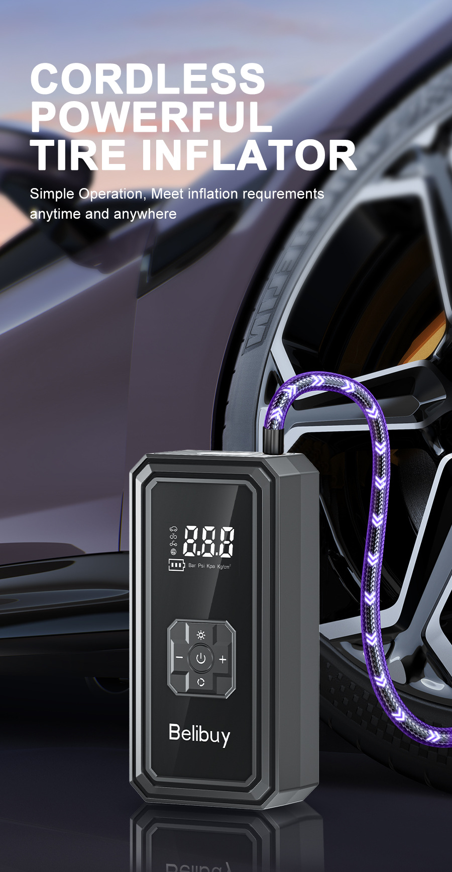 Car Air Pump Small Car Air Pump Electric Portable with Lighting Digital Display Inflatable Pump Electric Air Pump