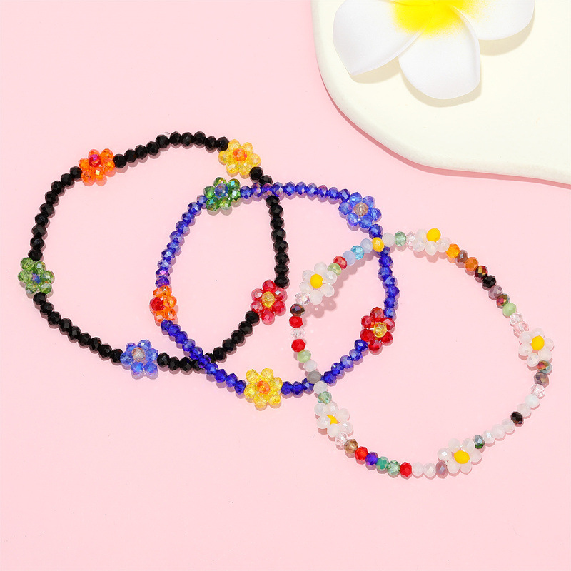 jewelry simple rice bead flower acrylic small flower beaded braceletpicture5