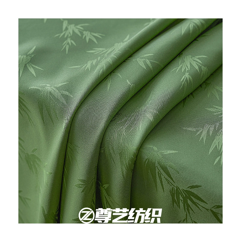 New Chinese trendy bamboo leaf ancient style jacquard matte acetate-like drape satin shirt ancient costume cheongsam ice silk fabric