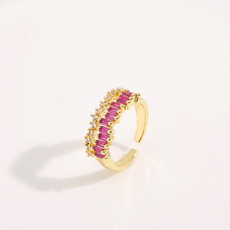 Fashion Geometric Copper Inlaid Zircon Rings