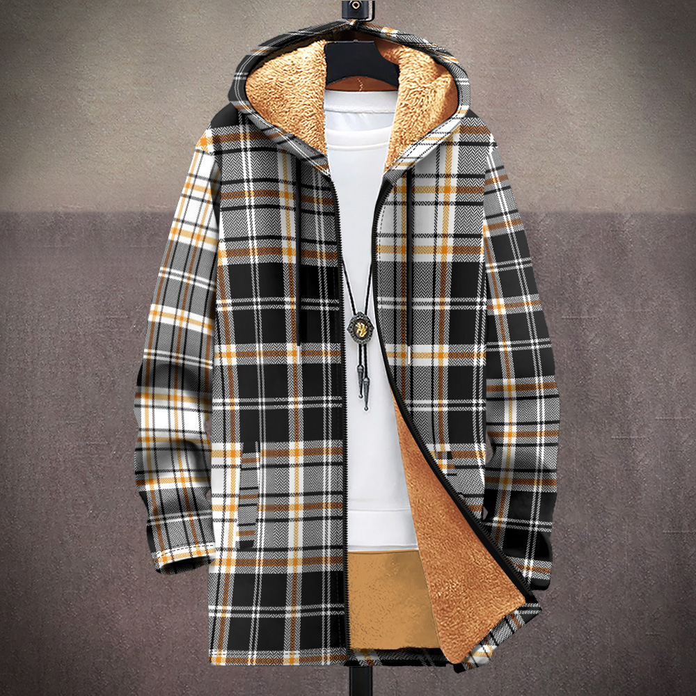 Men's British cotton jacket with plush and comfortable street striped plaid casual pocket 3D printing_voghion.com
