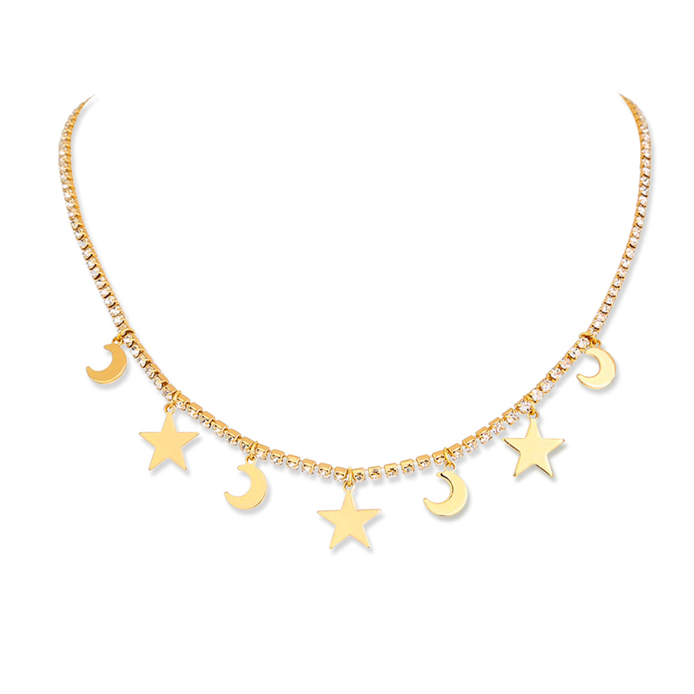 Jewelry Women's Simple Star Moon Combination Pendant Alloy Necklace display picture 4