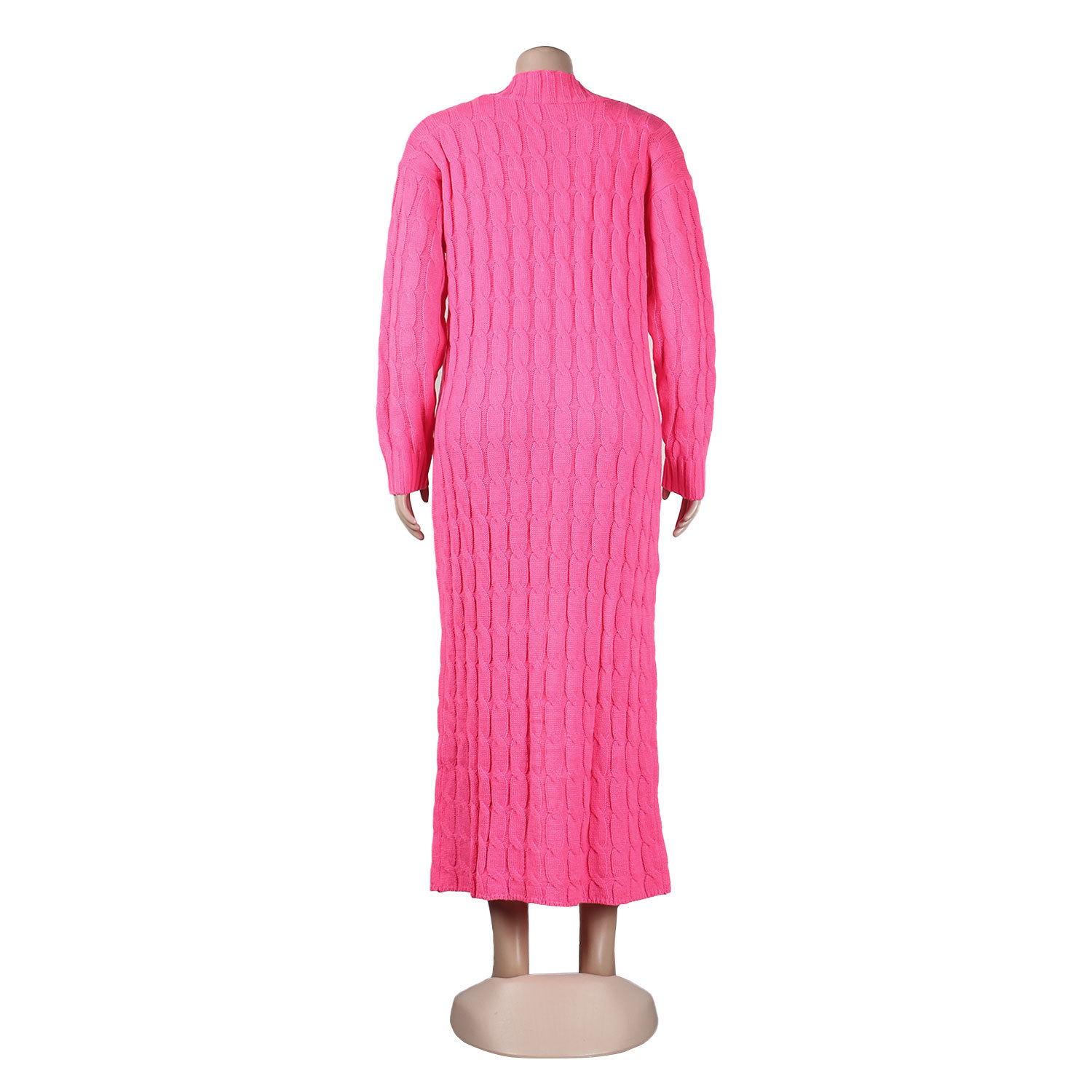 Damen Strickjacke Lang Aus Grobstrick In Unifarben Wintermantel_voghion.com