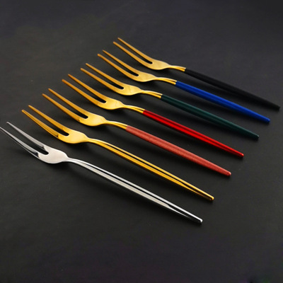 岛奇304不锈钢餐具水果叉子创意可爱家用水果签 月饼沙拉蛋糕刀叉