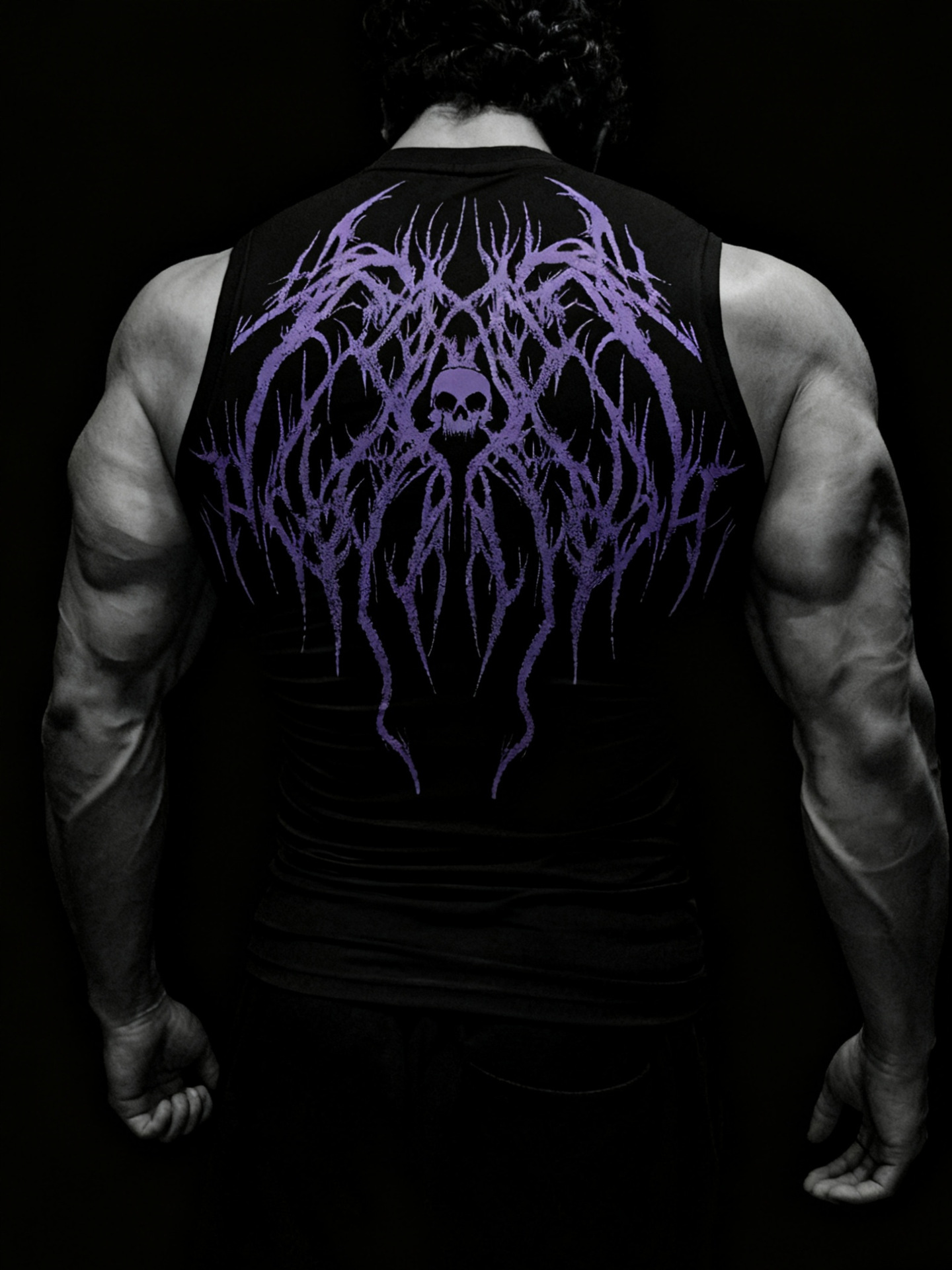 Men's Thorn Print Vest High Street Trendy Brand Sleeveless T-Shirt Quick Drying Fitness Tight Fitting Summer Top_viptrois.com