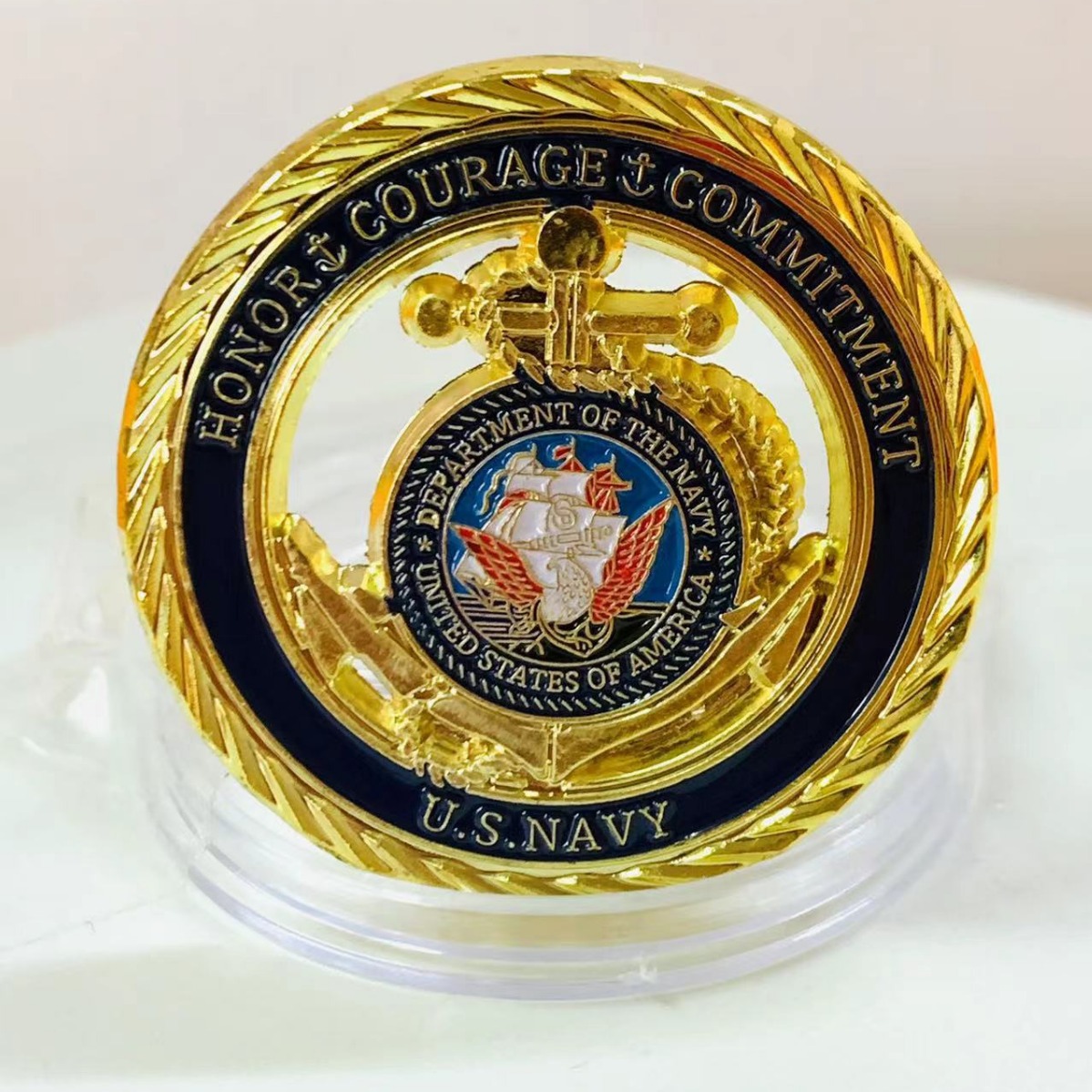 Navy Honor Medal Metal Badge Fleet Anchor Award Coin 2