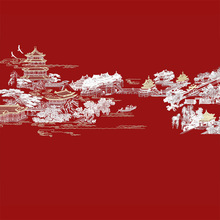 宫殿无缝壁布新中式墙布沙发客厅电视背景墙壁画独绣硬包刺绣墙纸