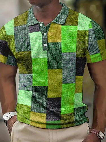 European and American Independence Station 3D digital pattern men's lapel short-sleeved casual trend hot selling POLO pullover
