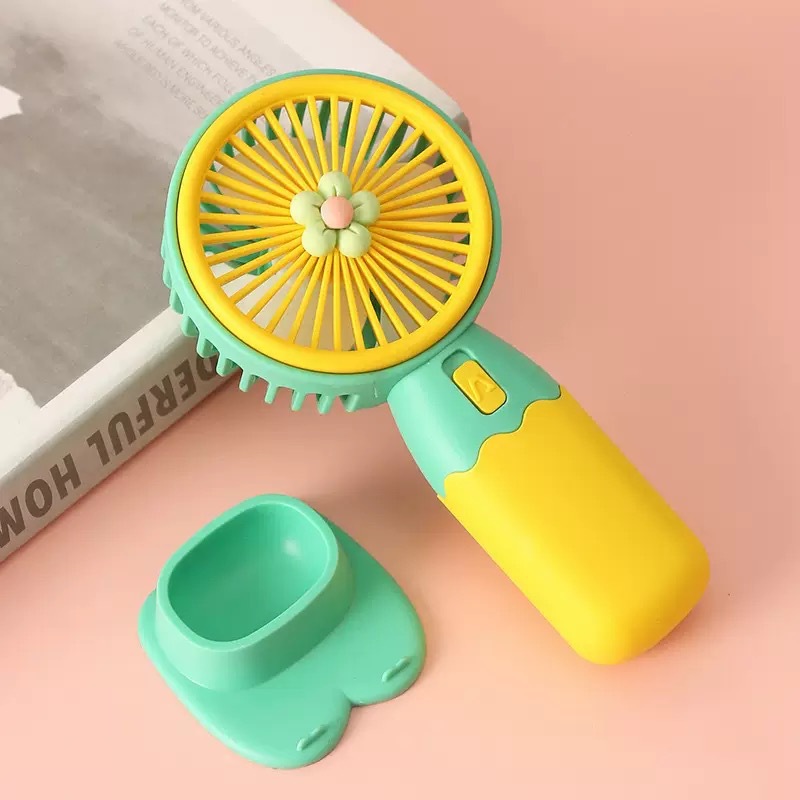Mini ventilador portátil de color macarron con base, carga usb, pequeño ventilador de escritorio portátil regalo de verano image 17