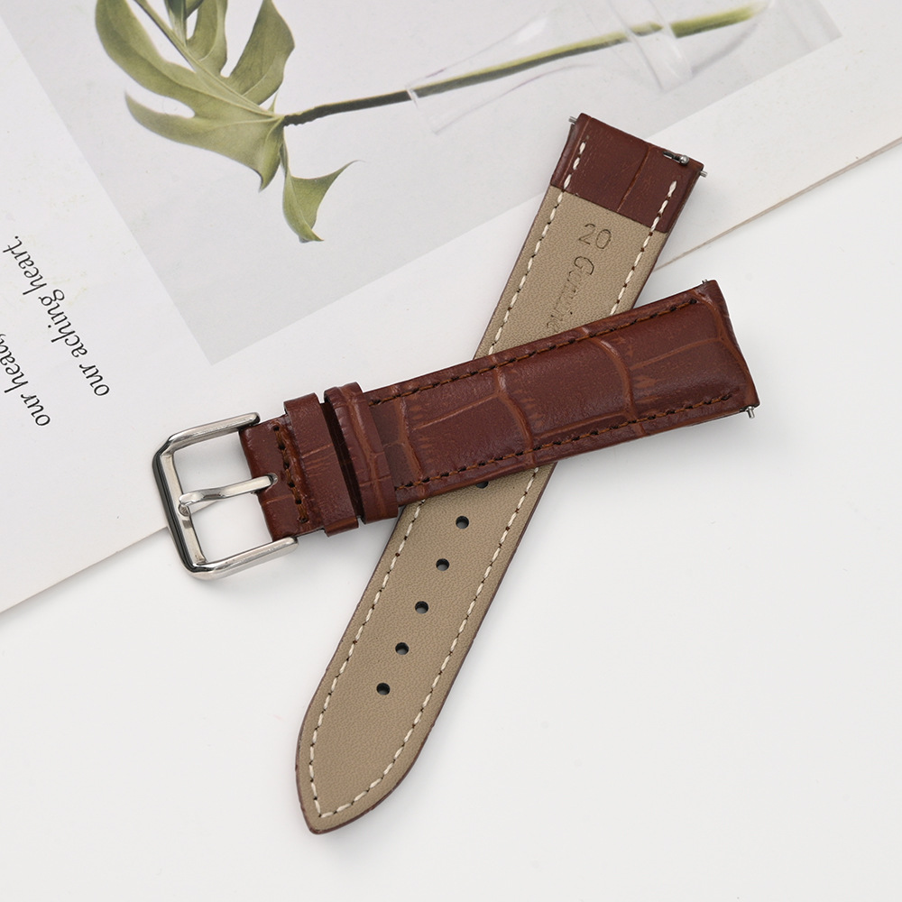 Correa de cuero con estampado de cocodrilo de venta caliente Correa de hebilla de aguja de bambú de múltiples especificaciones Correa de reloj de color unisex con interruptor