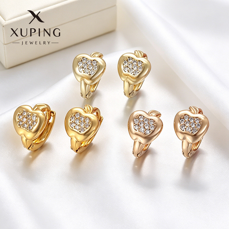 Xuping joyería nicho de diseño transfronterizo de Apple pendientes de orejas de moda ligera de lujo de cobre al por mayor
