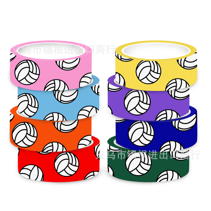 5Yards/Roll 25mm Volleyball Digital Printing Ribbed Tape DIY Bow Hairpin Material,1Yc60185