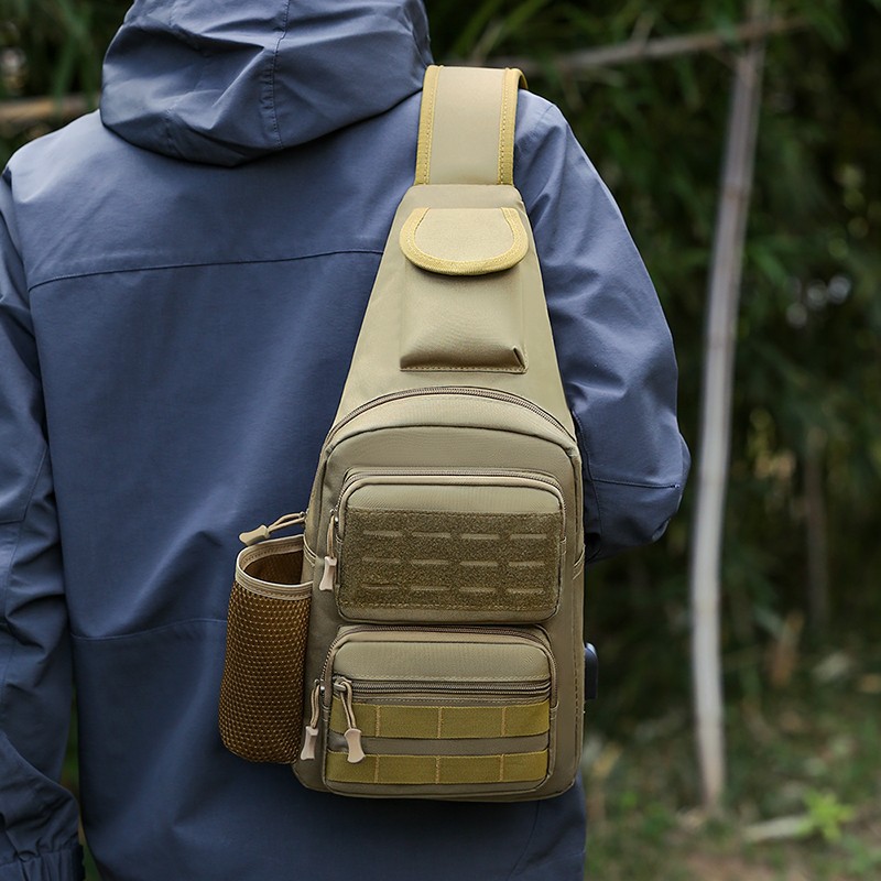 Yuebao bolso de hombro para deportes al aire libre, bolso táctico multifuncional de camuflaje para el pecho, bolso táctico resistente al desgaste con protección solar, listo para llevar cruzado