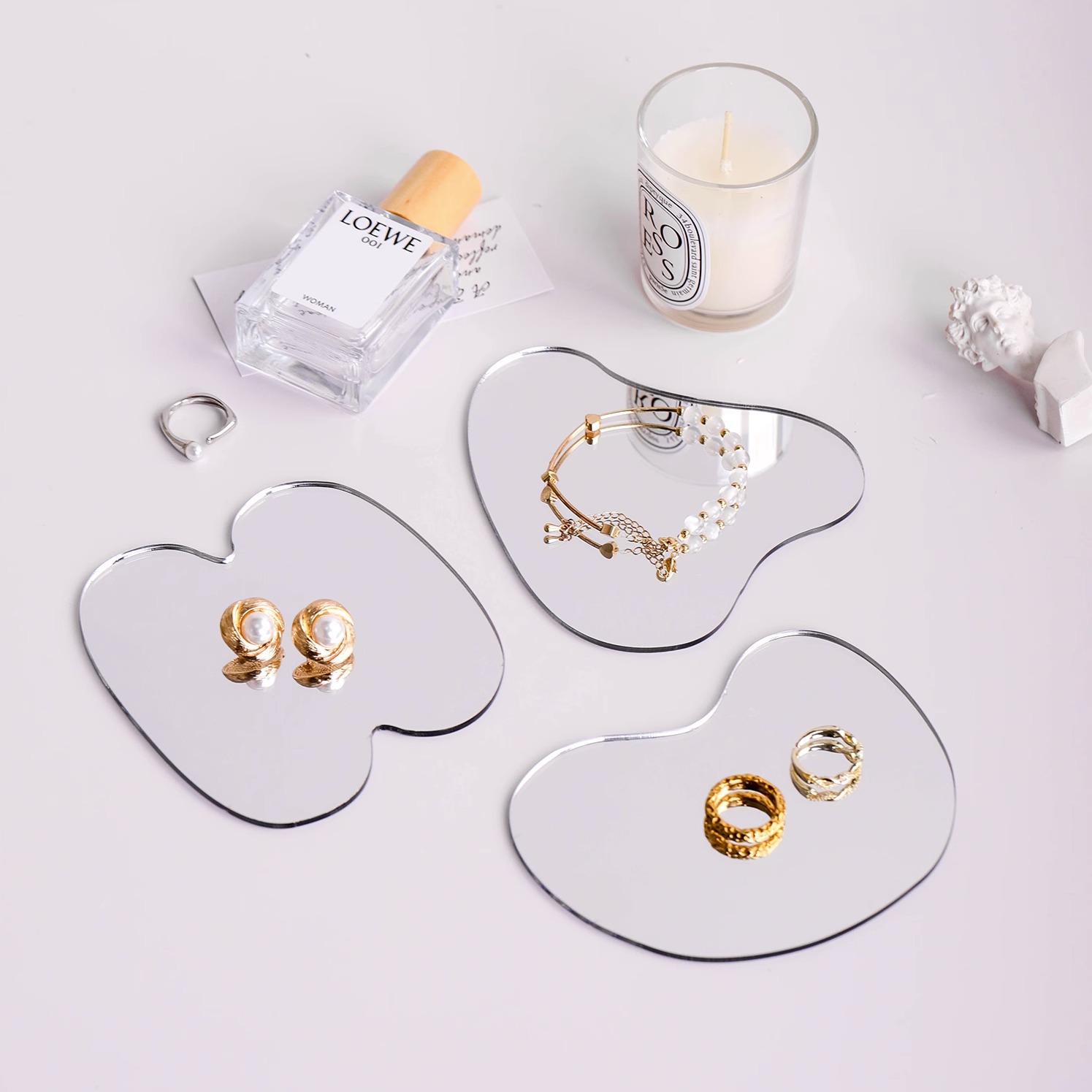 ins创意简约亚克力镜面首饰展示垫饰品架流装饰摆件珠宝拍照道具