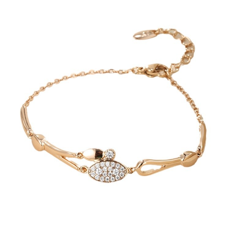 Xuping aleación de cobre chapado 18K oro geométrico elíptico diamante pulsera de alta sensación de lujo ligero nicho delicado joyería