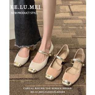 Mary Jane Shoes 2025 New Spring and Autum with Skirts, Thick Heels, High Heels, Versatile French Fairy Shoes, Gentle Shoes