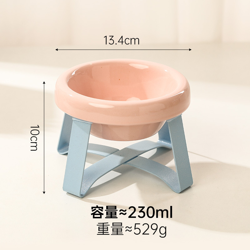 Chongye セラミック下絵色深めペットボウル猫と犬のミルクボウル高さネックプロテクター黒あご防止ブラケットセット|undefined