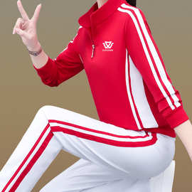 啄木鸟广场舞服装新款套装女春秋季杨丽萍跳舞衣服宽松休闲运动服