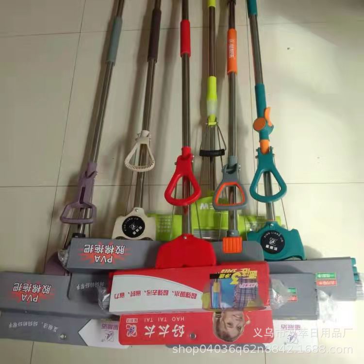 工厂现货直供免手洗胶棉拖把不锈钢杆家用大号懒人拖把吸水两用