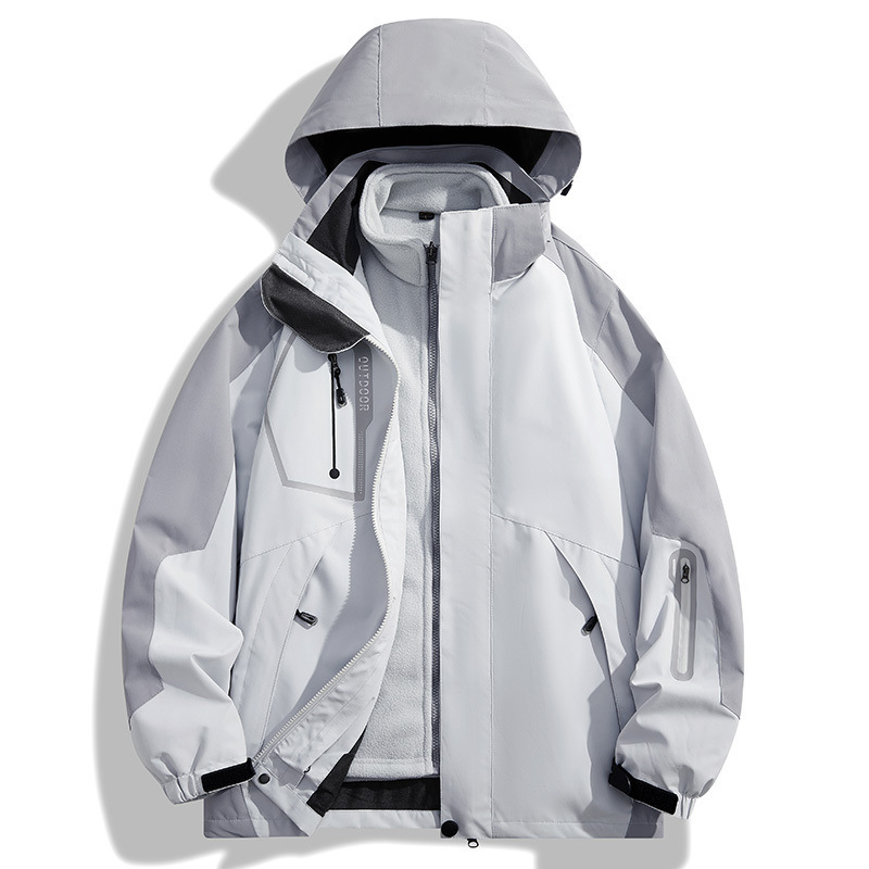 2024 New Couple's Three-in-One Detachable Jacket Autumn and Winter Outdoor Thickened Warm Windproof and Waterproof