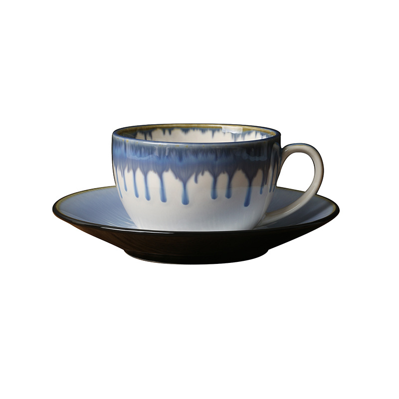 Taza y platillo de café de exportación de comercio exterior [cerámica de alta gama] 2023 nueva taza de agua de cerámica [bonita y delicada