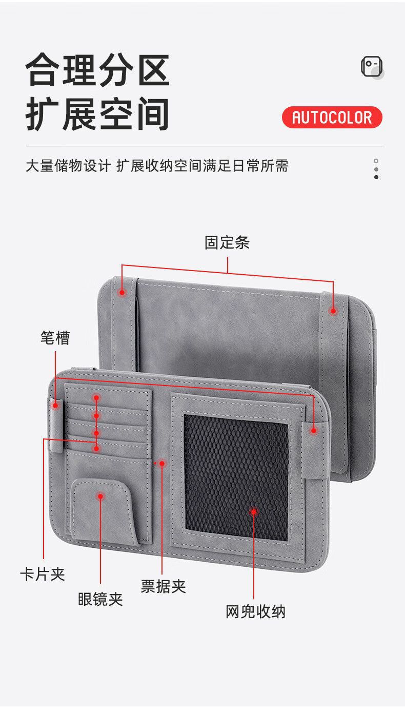 Car sun visor storage artifact multifunctional car glasses holder card storage bag card bag bill storage bag